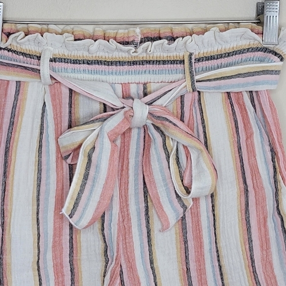NWT Evereve Roan & Ryan | Beau Striped Tie Waist Shorts Pastel Size Small - Picture 3 of 4